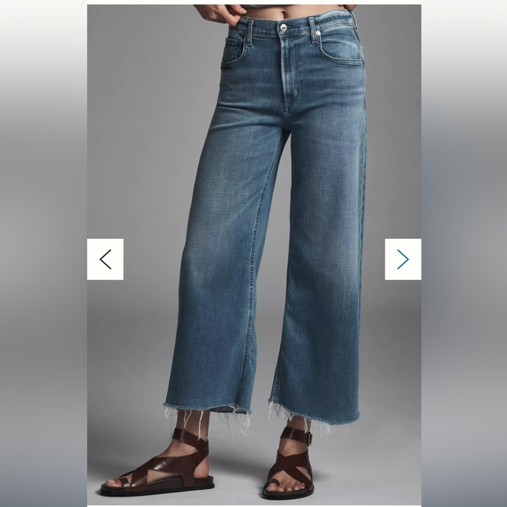 Anthropologie Citizens of Humanity Lyra High Rise Wide Leg Cropped Blue Jeans 29